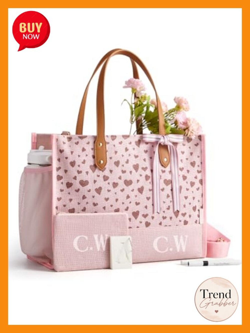 Personalized Initial Jute Tote Bag with Stencils, Marker Pens, Laptop Pocket